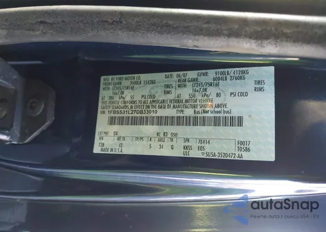 2007 Ford E-350 Super Duty Xl/Xlt z USA, uszkodzony, nr VIN 1FBSS31L27DB33010